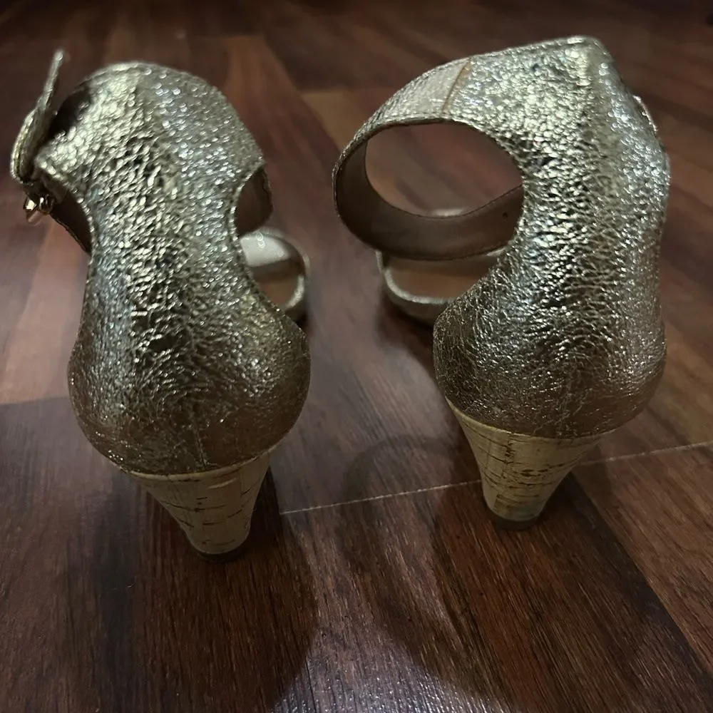 TORY BURCH Elegant Gold Ankle Strap Sandals SIZE 7.5